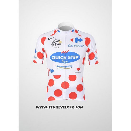2010 Maillot Ciclismo Quick Step Floor Lider Rouge et Blanc Manches Courtes et Cuissard